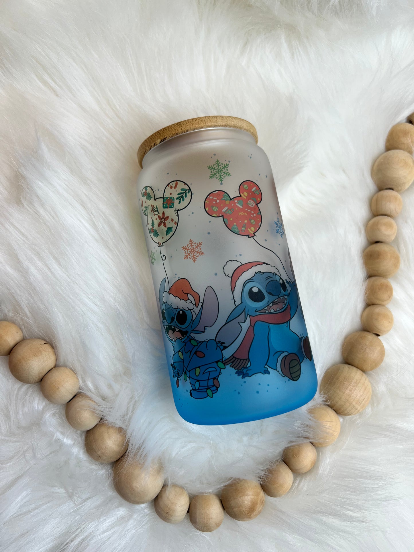 Cute Santa Stitch Glass