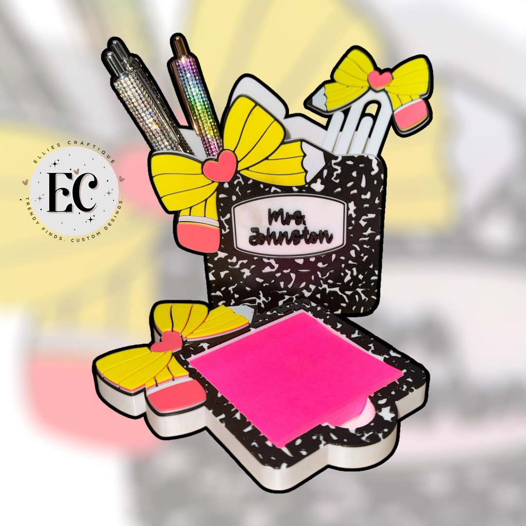 π Personalized Teacher Desk Organizer β Bow School Theme βοΈπ
