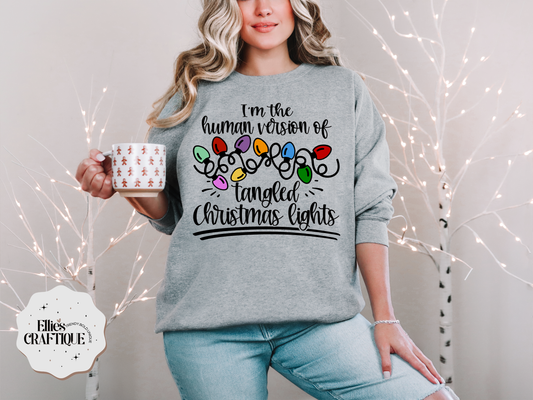 Human Version of Tangled Christmas Lights Tee/Crewneck 🎄💡✨