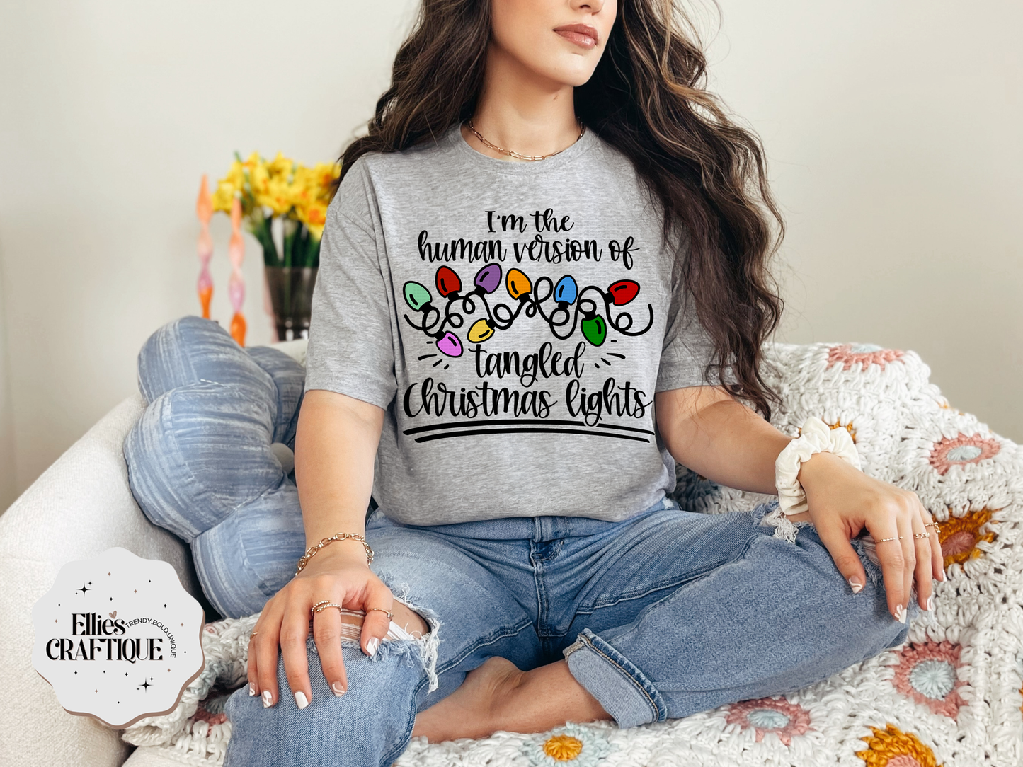Human Version of Tangled Christmas Lights Tee/Crewneck 🎄💡✨