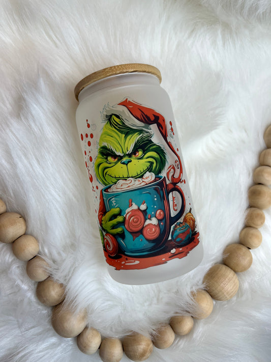Giggling Grinch Glass